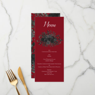 Red and Black Rose Gothic Wedding Menu