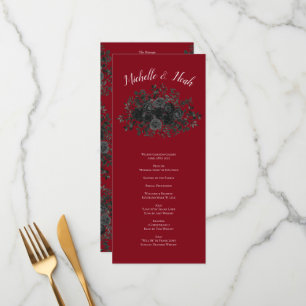 Red and Black Rose Gothic Wedding Programs Menu