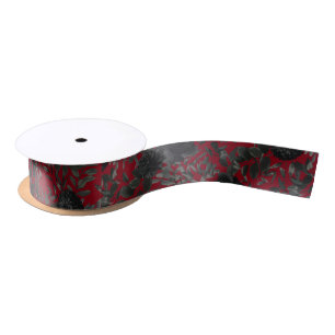 Red and Black Rose Gothic Wedding Ribbon Satin Ribbon