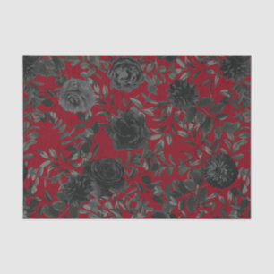 Red and Black Rose Gothic Wedding Tissue Paper