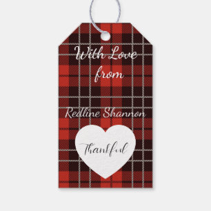 Red and black rustic Buffalo plaid Gift Tags