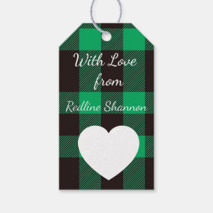 Red and black rustic Buffalo plaid Gift Tags