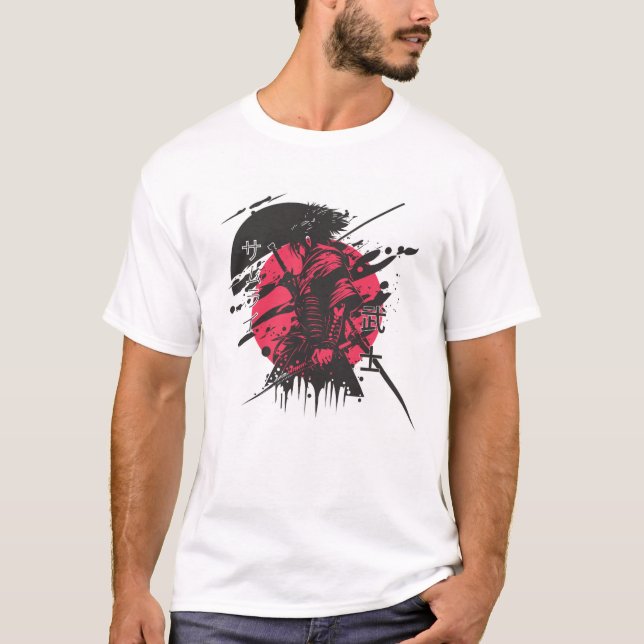 Red and black samurai T-shirt (Front)