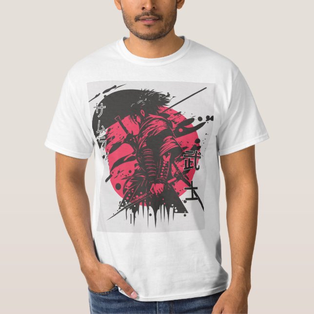 Red and Black Samurai  T-Shirt (Front)
