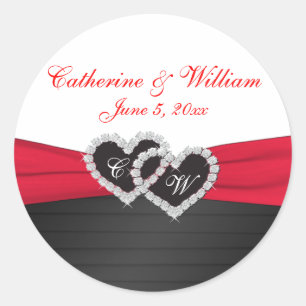 Red and Black Satin Pleats 1.5" Round Sticker