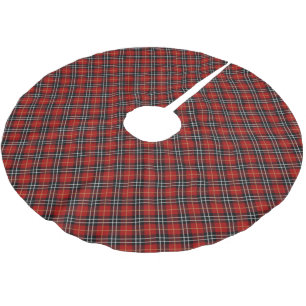 Red and Black Scottish Tartan Plaid Brushed Polyester Tree Skirt