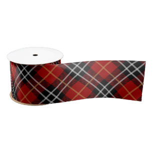 Red and Black Scottish Tartan Plaid Satin Ribbon