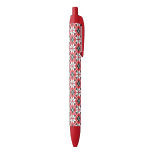 Red and black seamless cross-stitch pattern ink pen