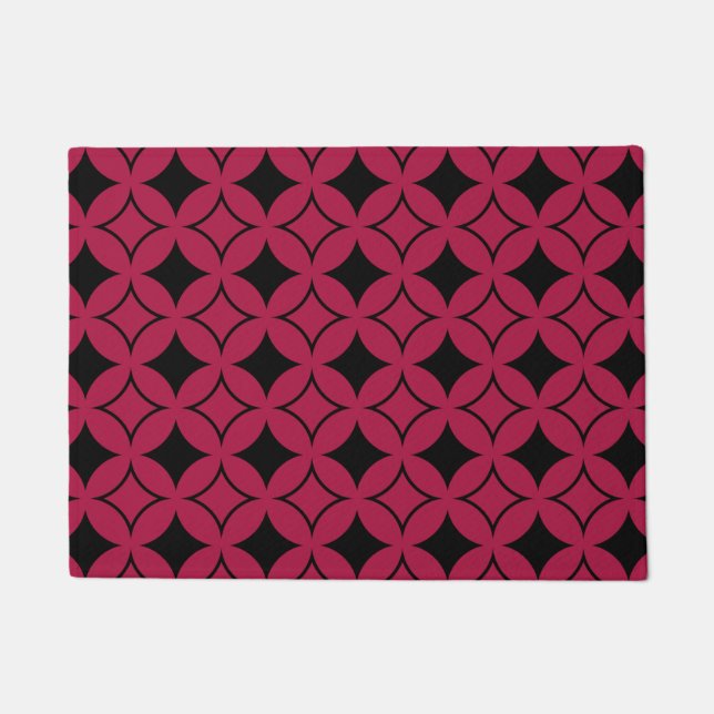 Red and black shippo doormat (Front)