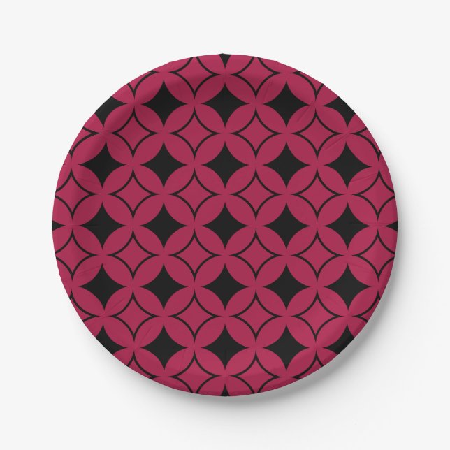 Red and black shippo paper plate (Front)