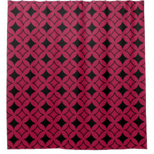 Red and black shippo shower curtain