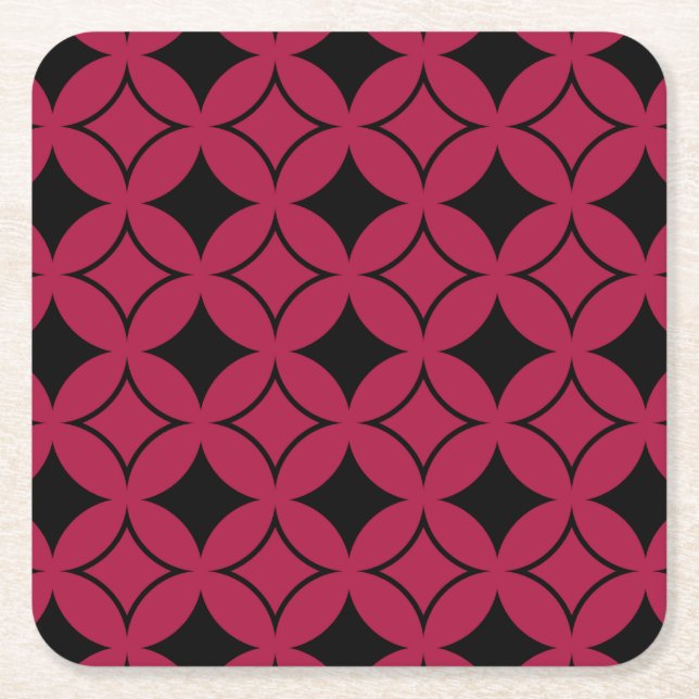 Red and black shippo square paper coaster (Front)