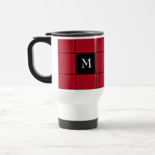 Red and Black Single Initial Christmas Travel Mug