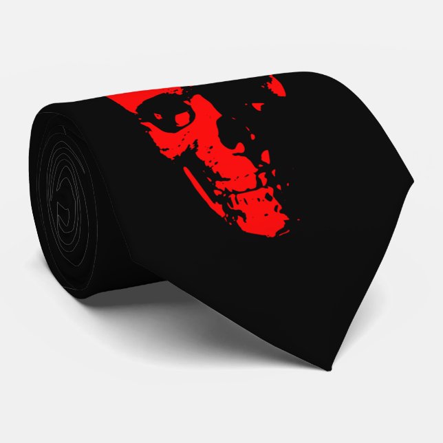Red and Black  Skull Tie (Rolled)