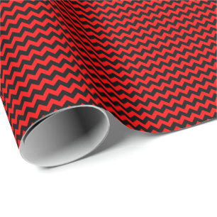 Red and Black Small Chevron Wrapping Paper
