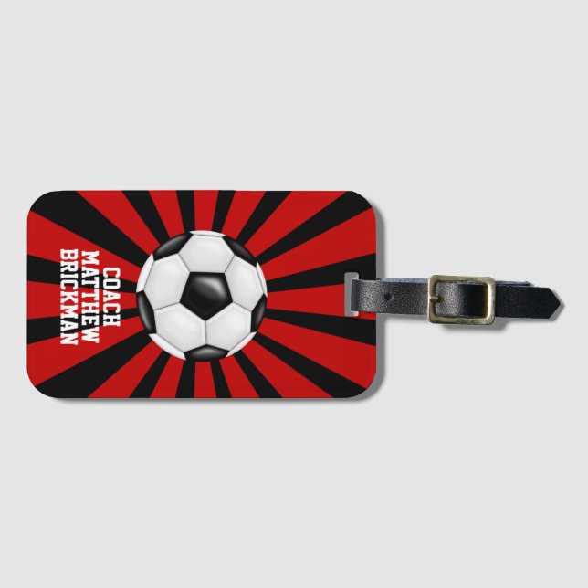 Red and Black Soccer Team Luggage Tag (Front Horizontal)