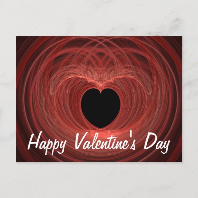 Red and Black Spiralled Heart Holiday Postcard (Front)