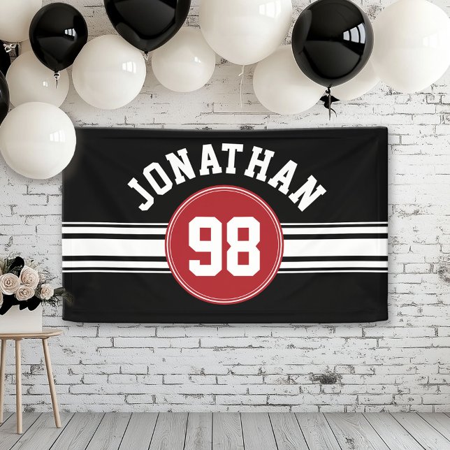 Red and Black Sports Jersey Personalised Banner (Custom Banner)