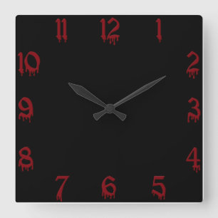 Red and Black Square Wall Clock