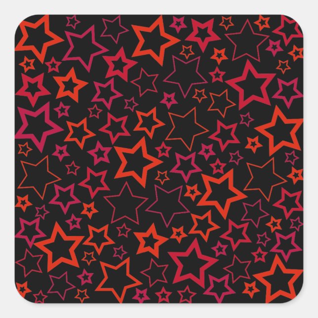 Red and Black Stars Square Sticker (Front)