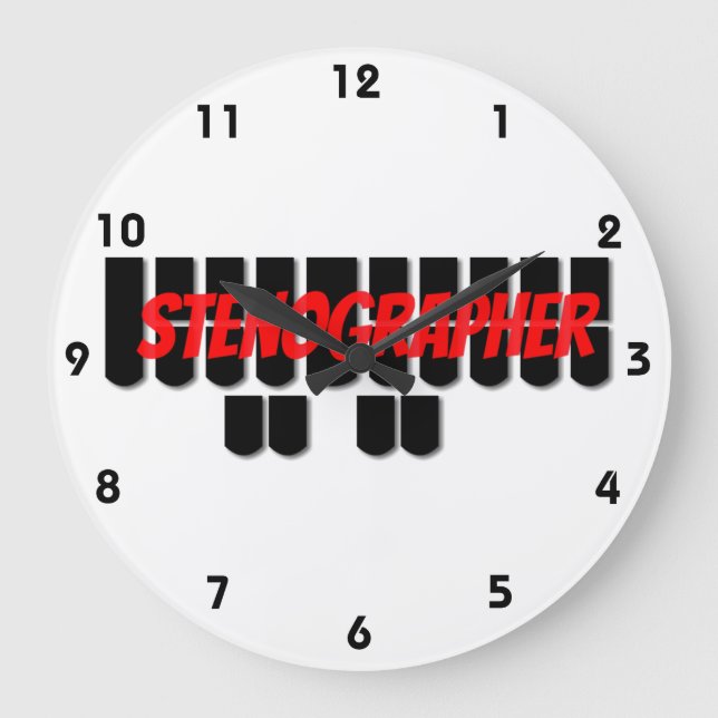 Red and Black Stenographer Steno Machine Key Clock (Front)