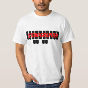 Red and Black Stenographer Steno Machine Keys T-Shirt