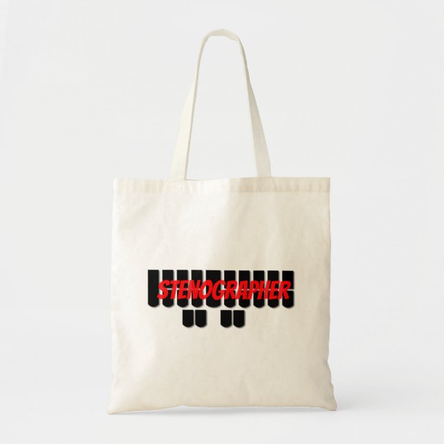 Red and Black Stenographer Steno Machine Keys Tote Bag (Front)