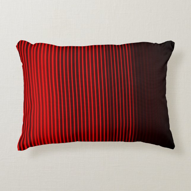 Red and Black Stripe Pattern Decorative Cushion (Front)