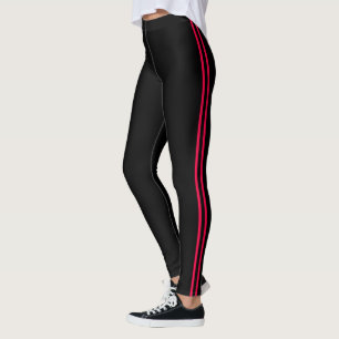 Red and Black Striped Athletic Leggings