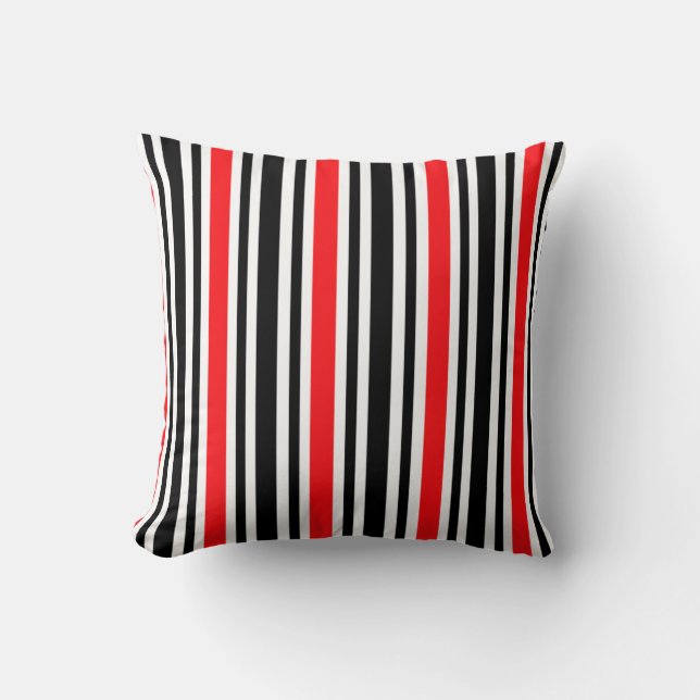 Red and Black Striped Cushion (Front)