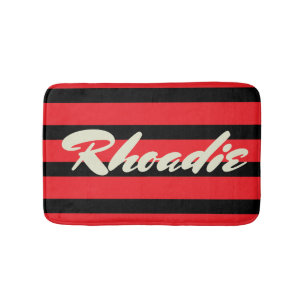Red and Black Stripes Bath Mat