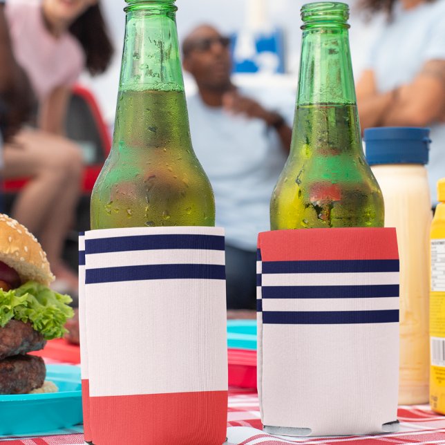 Red and Black Stripes Can Cooler (Can coolers)