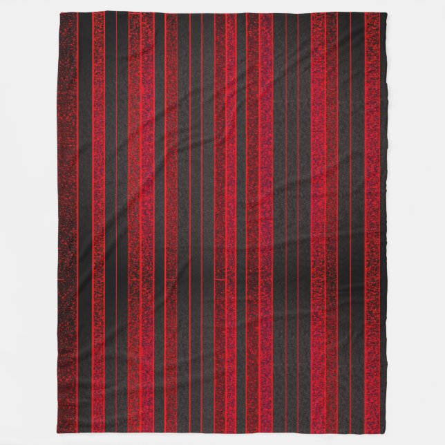 Red and Black Stripes Fleece Blanket (Front)