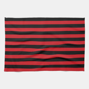 red and black tea towels