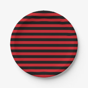 Red and Black Stripes Paper Plates