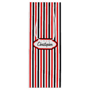 Red And Black Stripes Pattern Wine Gift Bag