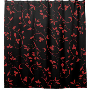 Red and Black Stunning Decorative Fern Shower Curtain