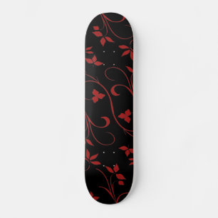 Red and Black Stunning Decorative Fern Skateboard