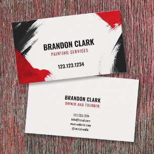 Red and Black Sweeping Brush Frame Painting Business Card