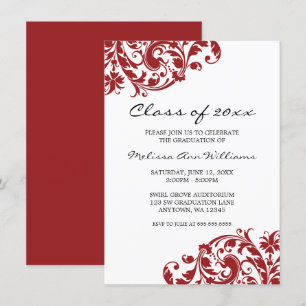 Red and Black Swirl Graduation Announcement