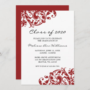 Red and Black Swirl Graduation Announcement