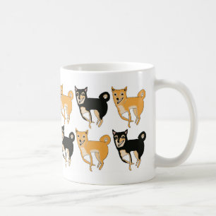 Red and Black & Tan Shiba Inu Pattern Coffee Mug