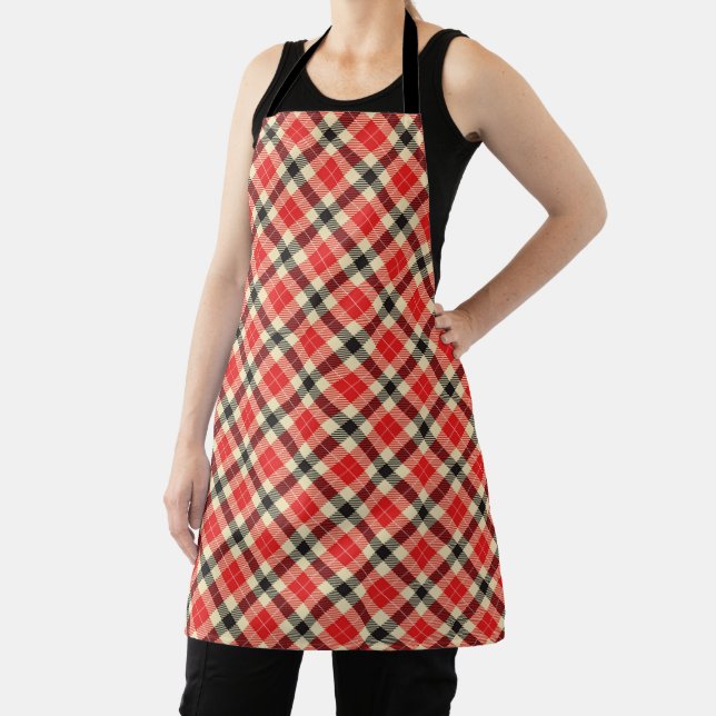 Red and Black Tartan Plaid Apron (Insitu)