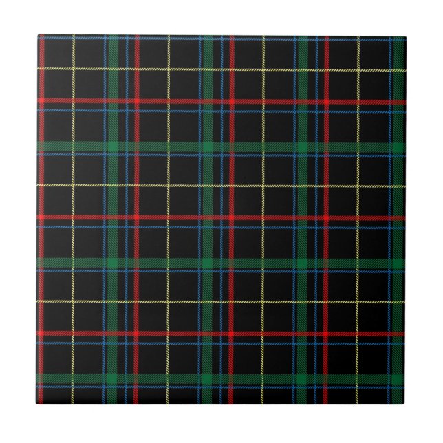 Red and Black Tartan Plaid Pattern Tile (Front)