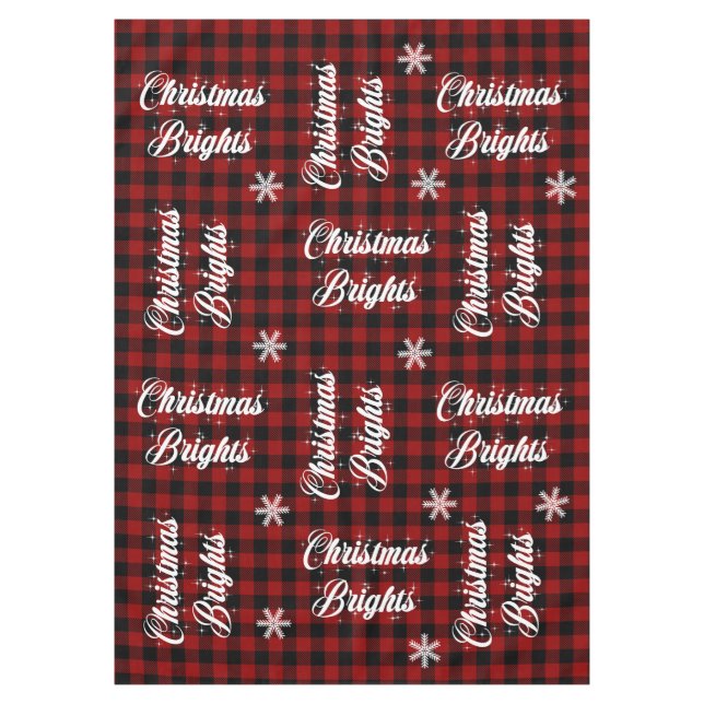 Red and Black Tartan Snowflake Christmas Brights T Tablecloth (Front)