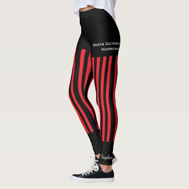 Red and Black Team/Club Leggings with Fake Shorts (Left)