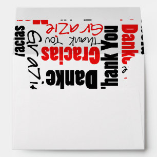 Red and Black Thank You Word Cloud Envelope