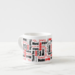 Red and Black Thank You Word Cloud Espresso Cup