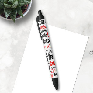 Red and Black Thank You Word Cloud Ink Pen