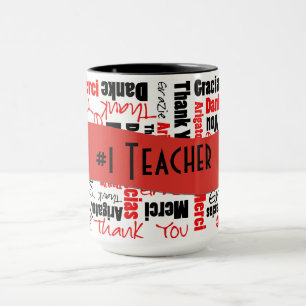 Red and Black Thank You Word Cloud Mug